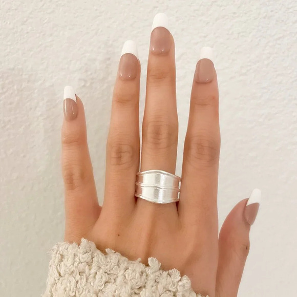 925 Sterling Silver Chunky Ring Statement Ring Brushed Ring Matte Large Ring - Picture 3 of 10